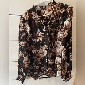 Express Relaxed Portifino Shirt with Tie Front Size Large